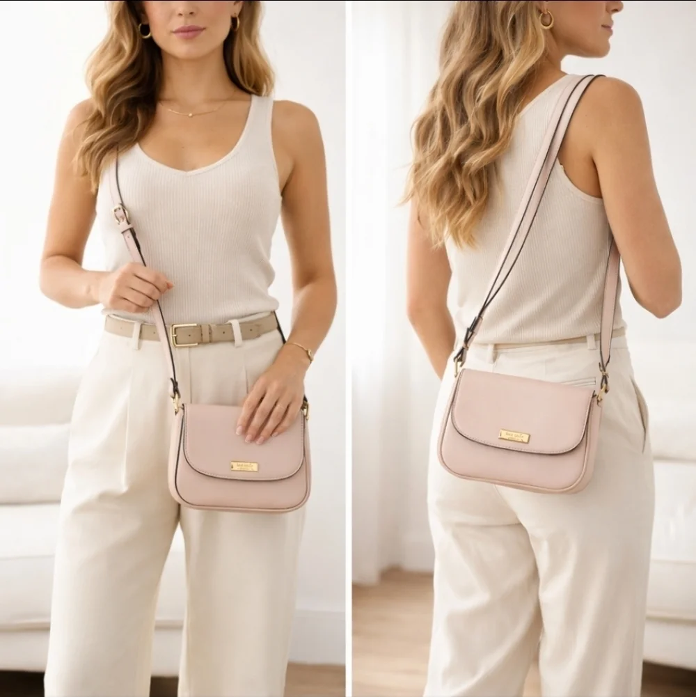 Kate Spade New York Blush Pink Crossbody Bag Saffiano Leather Minimalist